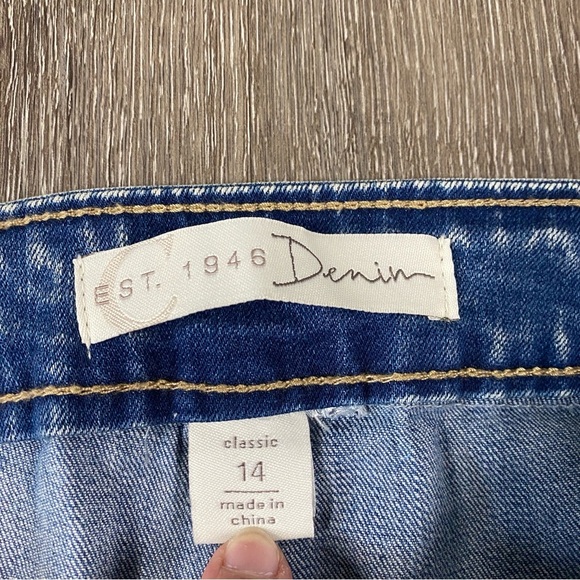 EST. 1946 DENIM Jeans Tie Waist Women’s Size 14 High Rise Skinny Medium Wash - Picture 2 of 6